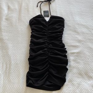 NWT Forever 21 Black Mini Ruched Bodycon Strapless Dress